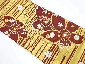 変わり横段に桜模様織り出し　袋帯